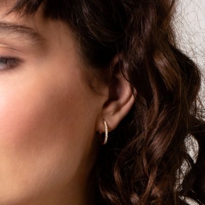 Xenox Creolen Damen Zirkonia Silber Rosévergoldet 18 mm XS8663R