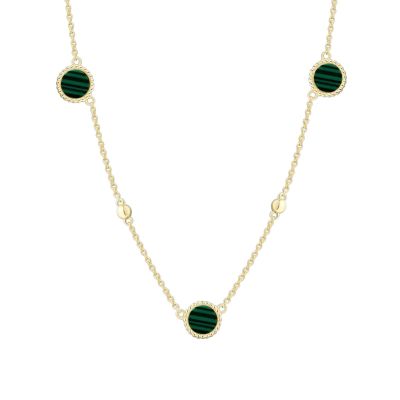 Xenox Halskette Damen Orbit Malachit Silber 18k Vergoldet XS91976G