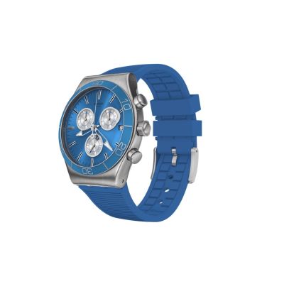 Swatch YVS485 Herren-Uhr Blue Is All Chronograph Quarz Kautschuk-Band Ø 43 mm