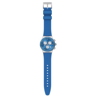 Swatch YVS485 Herren-Uhr Blue Is All Chronograph Quarz Kautschuk-Band Ø 43 mm
