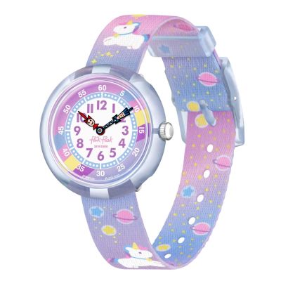 Flik Flak Mädchen-Uhr Cuddly Unicorn Analog Quarz Textil-Band FBNP213