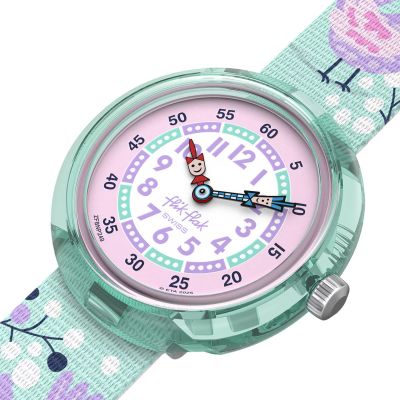 Flik Flak Mädchen-Uhr Tweet Tweet Analog Quarz Textil-Band FBNP249