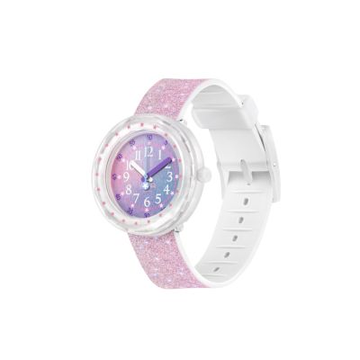 Flik Flak FCSP107 Mädchen-Uhr Pearlaxus Analog Quarz Silikon-Armband Ø 36,70 mm