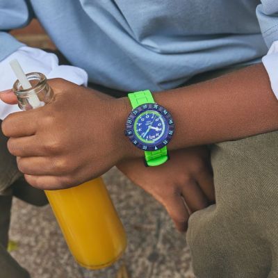 Flik Flak Jungen-Uhr Neonbrick Analog Quarz Silikon-Armband FCSP132