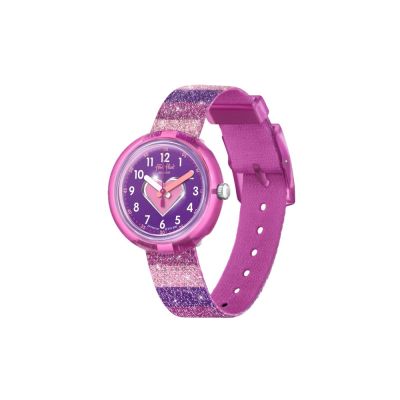 Flik Flak FPNP127 Mädchen-Uhr Stripy Glitter Analog Quarz Textil-Band Ø 31,85 mm