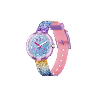 Flik Flak FPNP128 Mädchen-Uhr Shine In Rainbow Analog Quarz Textil-Band Ø 31,85 mm