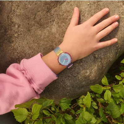 Flik Flak Mädchen-Uhr Shine In Rainbow Analog Quarz Textil-Band FPNP128