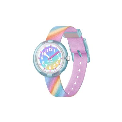Flik Flak FPNP152 Mädchen-Uhr Liquid Rainbow Analog Quarz Textil-Band