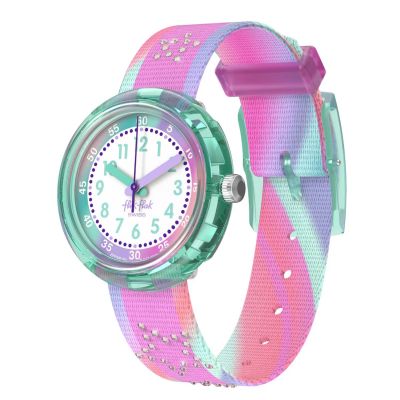 Flik Flak Mädchen-Uhr Flip It Pink Analog Quarz Textil-Band FPNP183