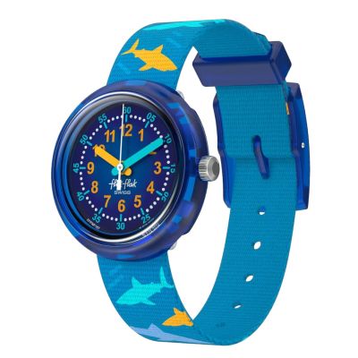 Flik Flak Jungen-Uhr Shark Gang Analog Quarz Textil-Band FPNP187