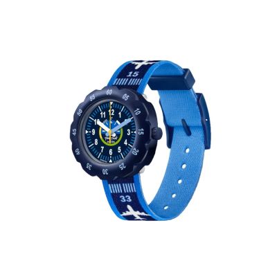 Flik Flak FPSP068 Jungen-Uhr Take Off Analog Quarz Textil-Band Ø 34,75 mm