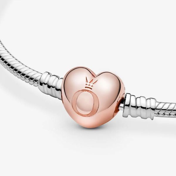 Pandora Rose 580719 Schlangen-Gliederarmband mit Herz-Verschluss 