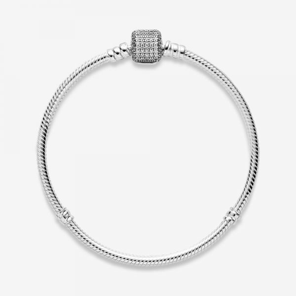Pandora 590723CZ Schlangen-Gliederarmband mit Pavé-Verschluss Silber