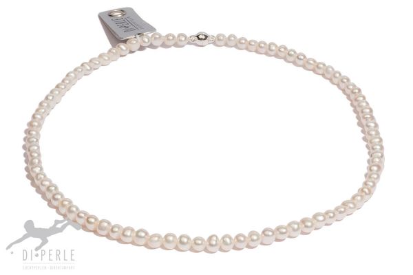 Di Perle 81562420 Halskette Süßwasserzucht-Perlen Magnetverschluss Silber