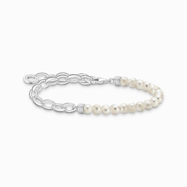 Thomas Sabo A2098-082-14 Charm-Armband Damen Weiße Perlen Kettenglieder Silber