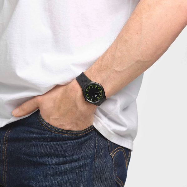 Swatch SS07B108 Armband-Uhr Brushed Green Analog Quarz Kautschuk-Band Ø 42 mm