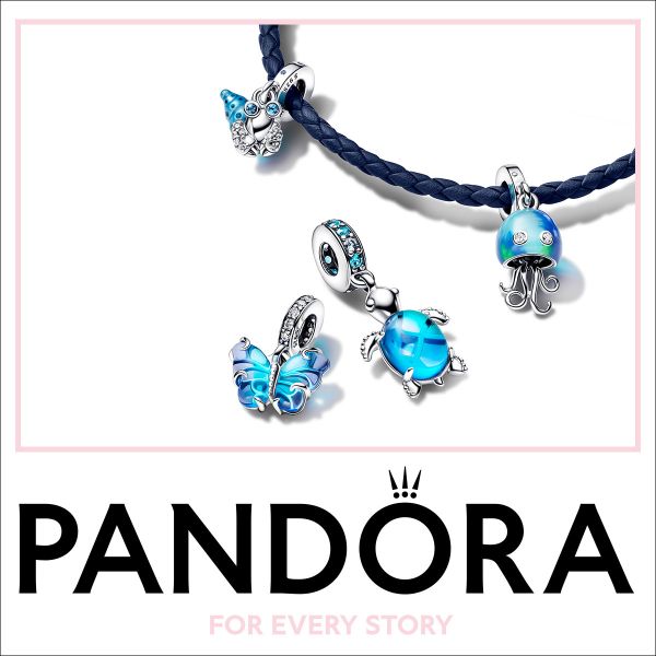 Pandora 592790C01 Lederarmband Damen Blau Geflochten Kugelverschluss Silber