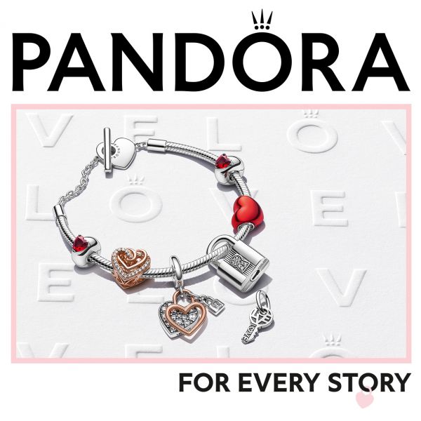 Pandora 569285C00 Schlangen-Gliederarmband Damen Moments Herz T-Verschluss