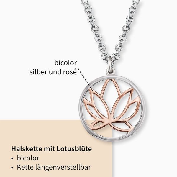 Engelsrufer ERN-LILLOTUS-BI Kette mit Anhänger Lotus Silber Rosé