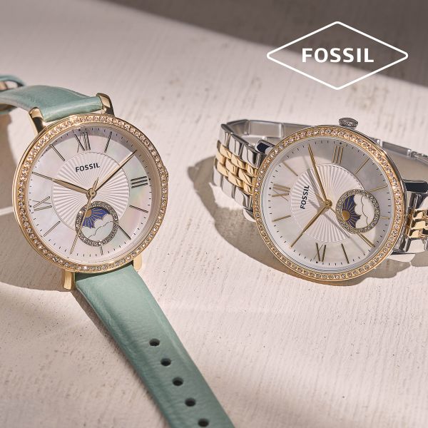 Fossil ES5166 Damen-Uhr Jacqueline Multifunktion Quarz Edelstahl-Armband 