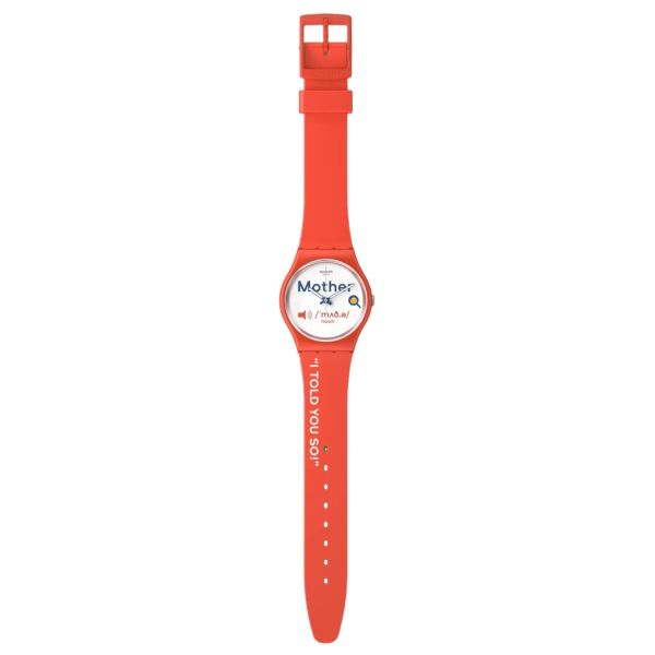 Swatch GZ713 Armband-Uhr Damen All About Mom Analog Quarz Silikon-Band