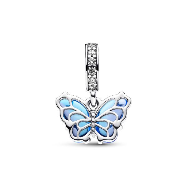 Pandora 792698C01 Charm-Anhänger Damen Blauer Murano-Glas Schmetterling Silber
