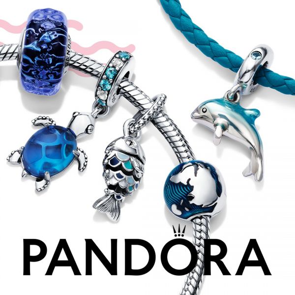 Pandora 598951C01 Armband Türkisfarbe Geflochten Leder Muschelverschluss Silber