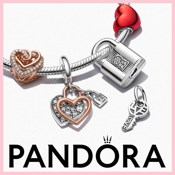 Pandora 790088C01 Charm-Anhänger Vorhängeschloss und Schlüssel Sterling-Silber 