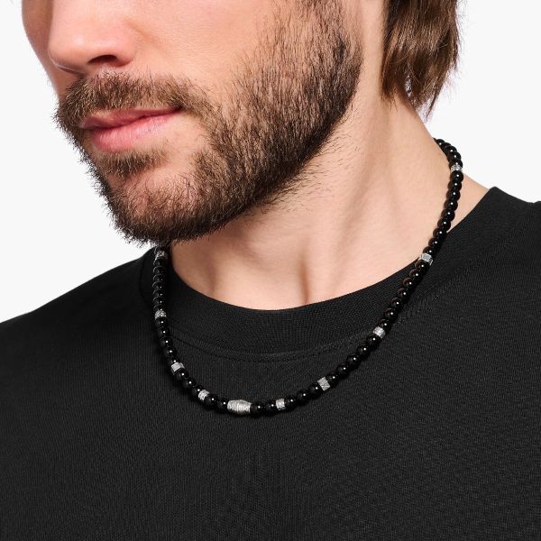 Thomas Sabo KE2180-507-11 Halskette Herren mit Schwarzen Onyx-Beads Silber