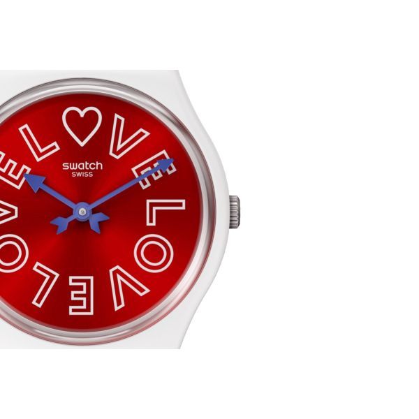 Swatch SO28W109 Armband-Uhr Purest Love Analog Quarz Silikon-Band Ø 34 mm