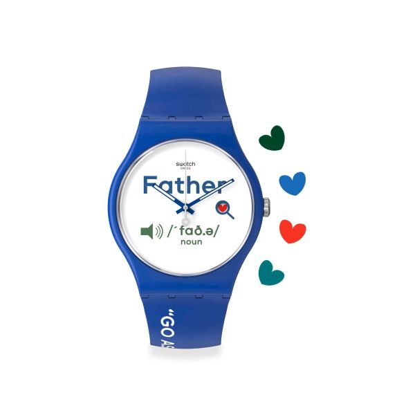 Swatch SO29Z704 Armband-Uhr Herren All About Dad Analog Quarz Silikon-Band