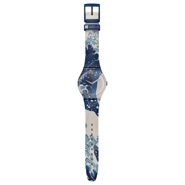 Swatch SUOZ351 Armband-Uhr The Great Wave By Hokusai Astrolabe Quarz Silikon-Band