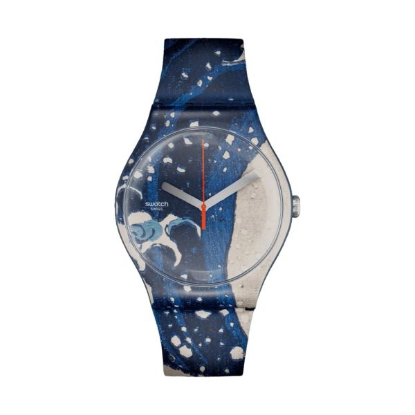 Swatch SUOZ351 Armband-Uhr The Great Wave By Hokusai Astrolabe Quarz Silikon-Band