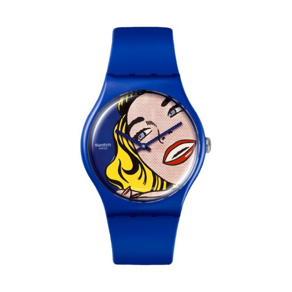 Swatch SUOZ352 Armband-Uhr Girl By Roy Lichtenstein The Watch Quarz Silikon-Band
