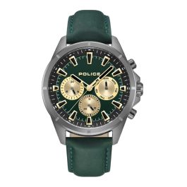 Police PEWJF0005801 Malawi Leder-Armband Herren-Uhr Karat24 Multifunktion Quarz | Grün