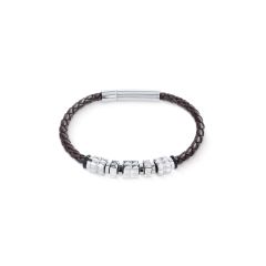 Coeur de Lion Armband Herren Spikes Edelstahl-Cubes Leder 0920/30-1117
