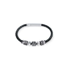 Coeur de Lion Armband Herren Gun Metal Spikes Cubes Leder 0920/30-1317