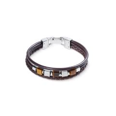 Coeur de Lion Armband Herren 3-reihig Tigerauge Leder 0921/30-1100