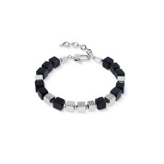 Coeur de Lion Armband Herren Onyx Graphic Cubes Edelstahl 0925/30-1317