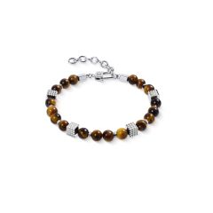 Coeur de Lion Armband Herren Tigerauge Cubes Edelstahl 0926/30-1100
