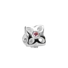 Pandora Charm Vierbl&auml;ttrige Blume Rosa Zirkonia Silber 790260PCZ