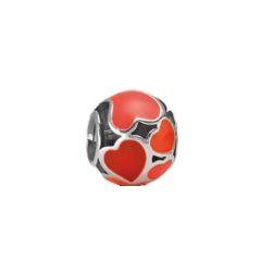 Pandora Charm Rote Herzen Emaille Sterling-Silber 790543EN17