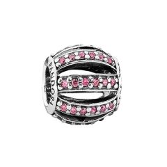 Pandora Charm Pav&eacute;-Kugel Zirkonia Rosa Sterling-Silber 791115CZS
