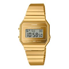 Casio Unisex-Uhr Iconic Quarz Edelstahl-Band Gold-Ton A700WEVG-9AEF