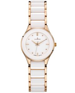 Dugena Damen-Uhr Amica Wei&szlig; Quarz Keramik-Band Ros&eacute;gold-Ton 4460773