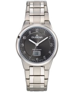 Dugena Herren-Uhr Gent Funk Anthrazit Quarz Titan-Armband 4460835