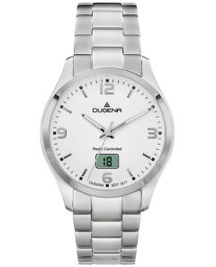 Dugena Herren-Uhr Tresor Funk Wei&szlig; Quarz Edelstahl-Armband 4460863