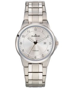 Dugena Herren-Uhr Gent Silber Analog Quarz Titan-Armband 4460869