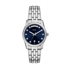 Fossil Damen-Uhr Scarlette Blau Analog Quarz Edelstahl-Armband ES5457