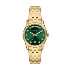 Fossil Damen-Uhr Scarlette Analog Quarz Edelstahl-Band Gold-Ton ES5460